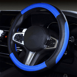 🚗 Coofig Auto Lenkradbezug mit Strapazierfähigem PU-Leder, Lenkradabdeckung Universell, 38cm (15 Zoll), Passend für Auto, LKW, SUV