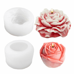 🕯️🌹 WYAHYQ 2Stück Kerzenform Silikon Kerzenformen Zum Gießen Blumen Kerzen Silikonform Kerzen Rosen2.16inch und Pfingstrosen3.94inch 🌺🕯️