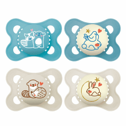 MAM Original Day & Night Matt Schnuller | 0-6 Monate | Schnuller für Neugeborene | 🐻🐰 | 4 Stück