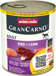 🐶 GranCarno Hunde Nassfutter mit Rind + Lamm (6 x 800 g) 🐾