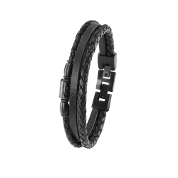 s.Oliver Armband Edelstahl/Leder für Herren 🎁