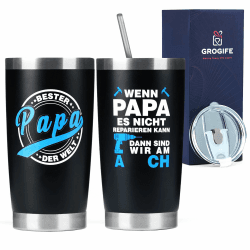 Vatertagsgeschenk für Papa - Lustiger Thermobecher mit Sprüchen und Emojis