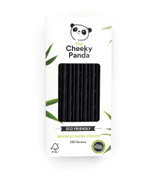 🍹 The Cheeky Panda Bambus Strohhalme Papier Schwarz | 250 x Cocktail Strohhalme 🍹