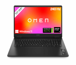 🎮 HP Omen Gaming Laptop | 17,3 Zoll QHD-Display - 240 Hz | AMD Ryzen 7 8845HS | 32 GB DDR5 RAM (2x16 GB) | 1TB SSD | NVIDIA GeForce RTX 4070 (8 GB) | QWERTZ | Windows 11 Home | Shadow Black