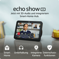 Echo Show 8 (Neueste Generation) | Smarter HD-Touchscreen mit 3D-Audio, Smart-Home-Hub und Alexa | Anthrazit ⭐️🔊🏠