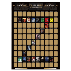100 Anime Scratch Off Poster Anime Bucket List A2 Scratch off Top 100 Anime Bucket List Poster