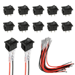 🔥 Angebot! HUAREW Mini Wippschalter T85 KCD1-101 - 10 Stück Schwarz