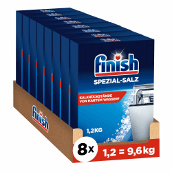 🌊🍽️Finish Spezial-Salz - Spülmaschinensalz zum Schutz vor Kalkablagerungen und Wasserflecken - Multipack mit 8 x 1,2 kg