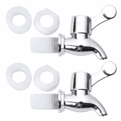 🍺🍷🥤 YOOJIA 2 Stück Kunststoff Zapfhahn Auslaufhahn Getränkespender Bierfass Weinfass Saftspender Ersatz Wasserhahn (17mm) A Silber A 17mm