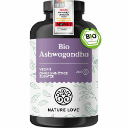 🌿 NATURE LOVE® Bio Ashwagandha - 240 Kapseln - Hochdosiert - Laborgeprüft & Vegan 🌱