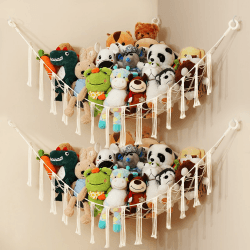 iKeelo 2er-Pack Kuscheltier Aufbewahrung Netz & Makramee Stofftier Hängematte 🧸