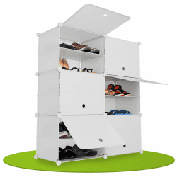 Juskys Schuhschrank mit 6 Würfel & Türen - Kunststoff Schrank für bis 24 Paar Schuhe