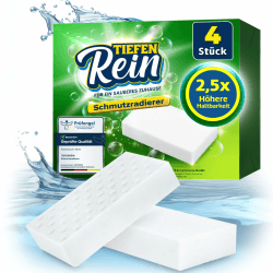 🧼🌟 Schmutzradierer Pro 4 Stück - Neu: Radierschwamm mit 2,5X höherer Haltbarkeit!