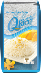 🍚 Q RICE Klebreis - Weißer, klebriger Langkornreis - Ideal für die asiatische Küche & für Desserts - 1 x 1 kg