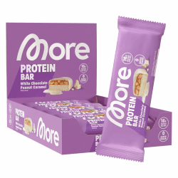 Angebot: MORE Protein Bar, 10er Box, Weiße Schokolade Erdnuss Karamell 🍫🥜