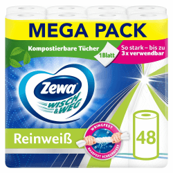 Angebot: Zewa WischundWeg Reinweiss Küchenrolle mit Power-X-Struktur, 48 Stück 🧻