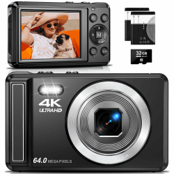 📸 4K Digitalkamera, 64MP 2.8“ UHD Kompaktkameras 📷