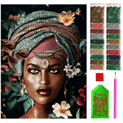 💎🎨 ARTULIO Diamond Painting Set – Frau mit Turban - 30x40 cm – 5D Diamant Painting Bilder DIY, Diamond Painting Erwachsene