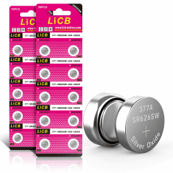 LiCB 20 Stück SR626SW Uhrenbatterie, 377 AG4 Batterien SR 626SW V377 1,5V LR626 Knopfzellen 🕒🔋