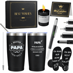 🎁 SunmeiTrad Papa Geschenk - Thermobecher, Humorvolle Socken, Duftende Kerze und mehr!