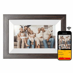 📸 KODAK Digitaler Bilderrahmen 7 Zoll, Wlan Digitale Bilderrahmen, 32GB Speicher, HD IPS Touchscreen, Smart Holz Elektronischer Bilderrahmen