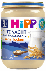 🌙🍼 HiPP Bio Gute Nacht 3-Korn Flocken (6 x 190g) - Babymilchbrei ab 8. Monat