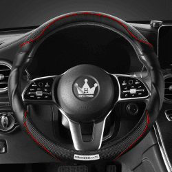 HighnessHwoo 3D Auto Lenkradabdeckung | Komfortgriff | Massage | Sportlich | Anti-Rutsch | Karbonfaser Kunstleder | 37-38cm | Rot 🚗