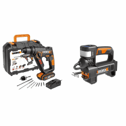🔨🔧 WORX WX390 Bohrhammer SDS-plus & WX092.9 Akku-Kompressor - 4 in 1: multifunktionale Luftpumpe 🔧🔨