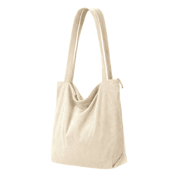 Benpen Cord Uni Tasche Shopper Damen, Beige Schule Handtasche Groß Schultasche Umhängetasche Tote Bag Unitasche Arbeitstasche mit Reißverschluss Fächern