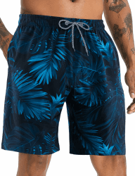 🩳 APTRO Herren Badehose Lang Badeshorts Schnelltrocknend Boardshorts L Blätter Dunkelblau Mk288