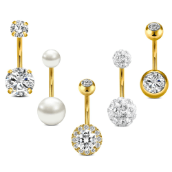 Crdifu 5stk Bauchnabelpiercing Barbell Set 14 Gauge 🌟 Piercing Schmuck Silber Rosegold