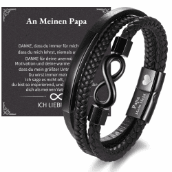 Nyisie Papa Armband - Leder & Edelstahl Armband mit Gravur Papa Mein Held ❤️🎁
