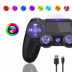 🎮🌈 Bonacell RGB Wireless Controller für Ps-4 - Dual Vibration Kabellose Gamepad mit Turbo und 3.5mm Audio Jack