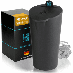 King Kong State Auto-Mülleimer mit magnetischem Verschluss - schwarzer Mülleimer für Autos aus abwaschbarem Silikon - inkl. Münzfach