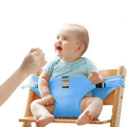👶🪑 Lychee Faltbar Tragbar Esszimmerstuhl Sicherheitsgurt Schutzgurt Anschnallgurt für Baby und Kleinkind (Blau) 🛒