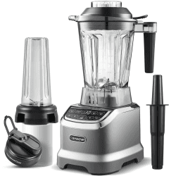 AMZCHEF 2 IN1 Mixer Hochleistungsmixer mit 1850-ml- und 600-ml-Behälter 🥤🍹 | Standmixer 1800 Watt mit Stößel und 6 Profi Klingen 22000 Umdrehungen - Grau