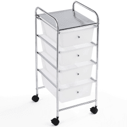 🌟Yaheetech Badrollwagen Badezimmerwagen Rollcontainer mit 4 stapelbaren Schubladen🌟