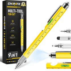 🎁 Chipate 9-IN-1 Multifunktions Kugelschreiber Männer Geschenke - Tolles Vatertagsgeschenk!