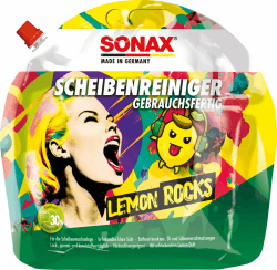 🍋 SONAX ScheibenReiniger Lemon Rocks (3 Liter) | Entfernt Insekten-, Öl- und Silikonverschmutzungen