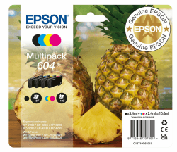 🖨️🍍 Epson Original 604 Tinte Ananas Multipack 4-farbig Standard, XP-2200 XP-2205 XP-3200 XP-4205 WF2910DWF WF2930DWF WF2950DWF