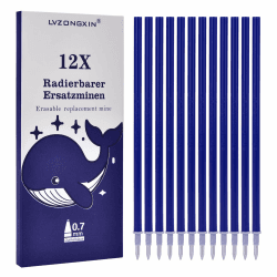 🖊️ LVZONGXIN Ersatzminen, Kompatibel Mit Legami, [ Blau, 12er], Spitze 0,7mm,Höhe 13 cm, Radierbare Tintenrolle (BLAU0, 12)