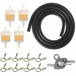 🔧🏍️ Premium Benzinfilter Kit für Motorräder und Autos - Enthält 1M Schlauch, 4 Filter, 8 Schlauchschellen und Ventil