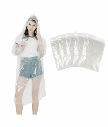 LEBEXY Einweg Regenponcho mit Kapuze Transparent 5 Stück 🌧️💧