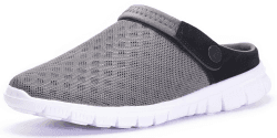 👡 Damen Herren Clogs Hausschuhe Gartenschuhe Sommer Badelatschen Strand Schuhe Sandalen Pantoletten 45 EU Dunkelgrau - Sonderangebot!