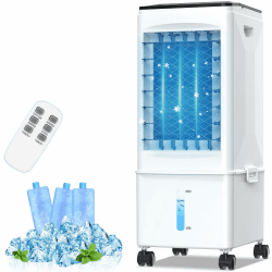 Mobile Klimaanlage Mobil Klimagerät Klimaanlage Ohne Abluftschlauch Luftkühler Ventilator mit Wasserkühlung 9,5L Wassertank 60W Verdunstungskühler 7h Timer Oszillierend