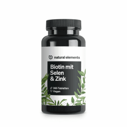 Biotin + Selen + Zink für Haut, Haare & Nägel - 365 vegane Tabletten 🌿