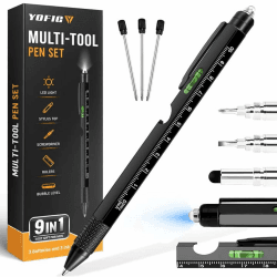YOFIG Geschenke für Männer - 9 IN 1 Multifunktions Kugelschreiber Gadgets für Männer