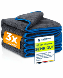Carbigo® 3X Profi Mikrofasertücher Autopflege 🚗💦 - Extrem saugstark & lackschonend!