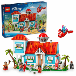 LEGO ǀ Disney Das Strandhaus aus „Lilo und Stitch“ - Bauspielzeug mit 6 Zimmern, Sternwarte, Raumschiff und 5 Minifiguren