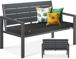 🌿🌞 KESSER® Gartenbank mit Kissen – Wetterfeste 2-Sitzer Parkbank in Holzoptik 🪑